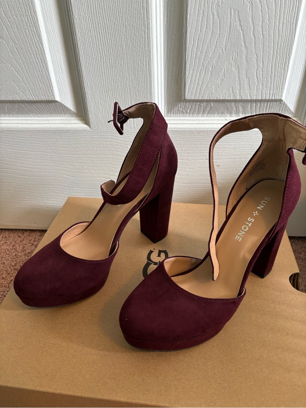 Sun & Stone Suede Ankle Strap Pumps - Picture 2 of 9